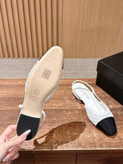 Chan 25fw lace slingback flats