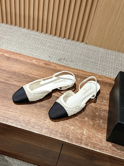 Chan 25fw lace slingback flats