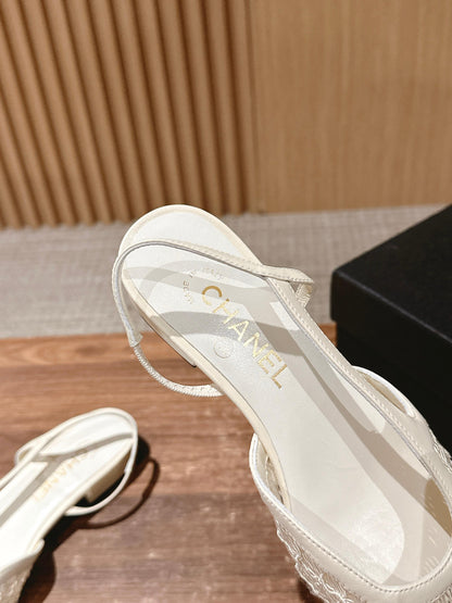 Chan 25fw lace slingback flats