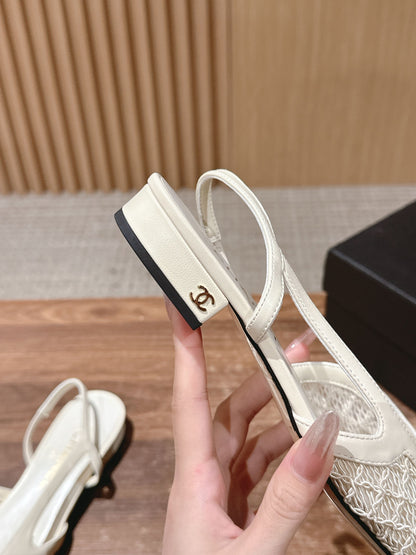 Chan 25fw lace slingback flats