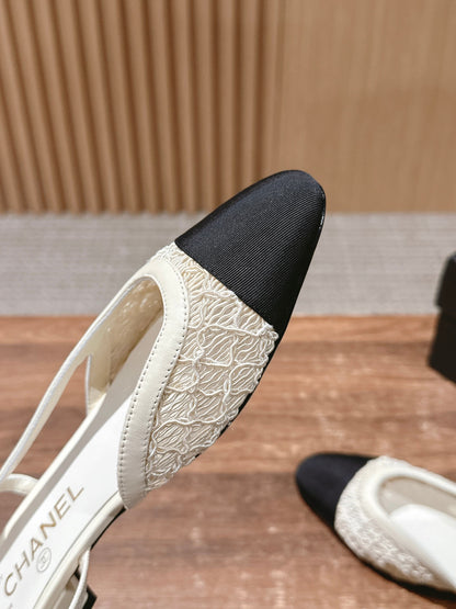 Chan 25fw lace slingback flats