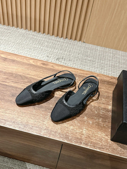 Chan 25fw lace slingback flats