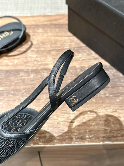 Chan 25fw lace slingback flats