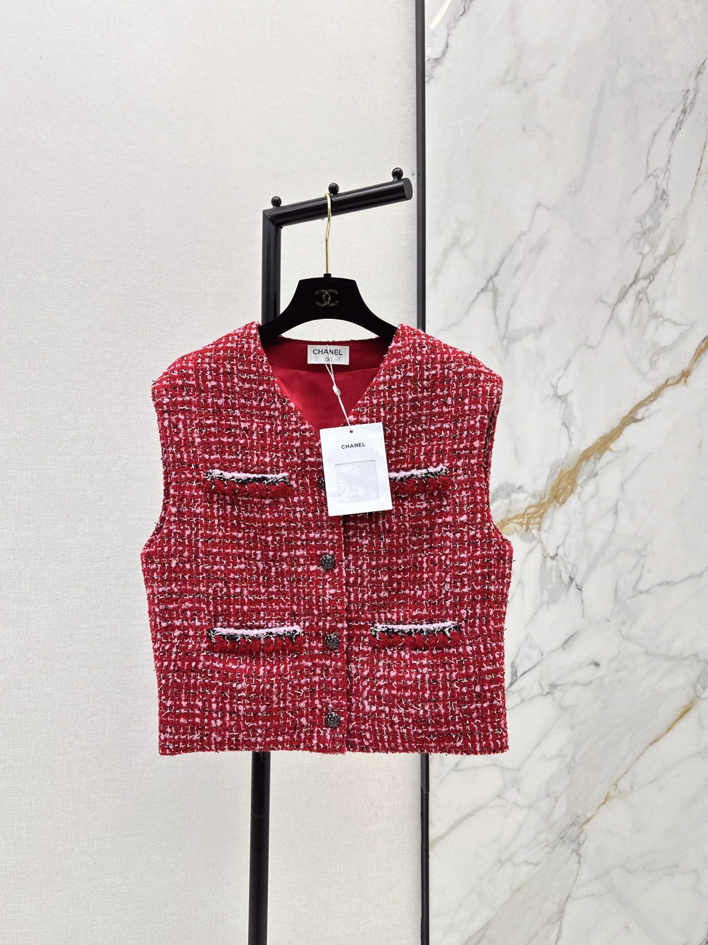 Chan 25fw tweed woven vest