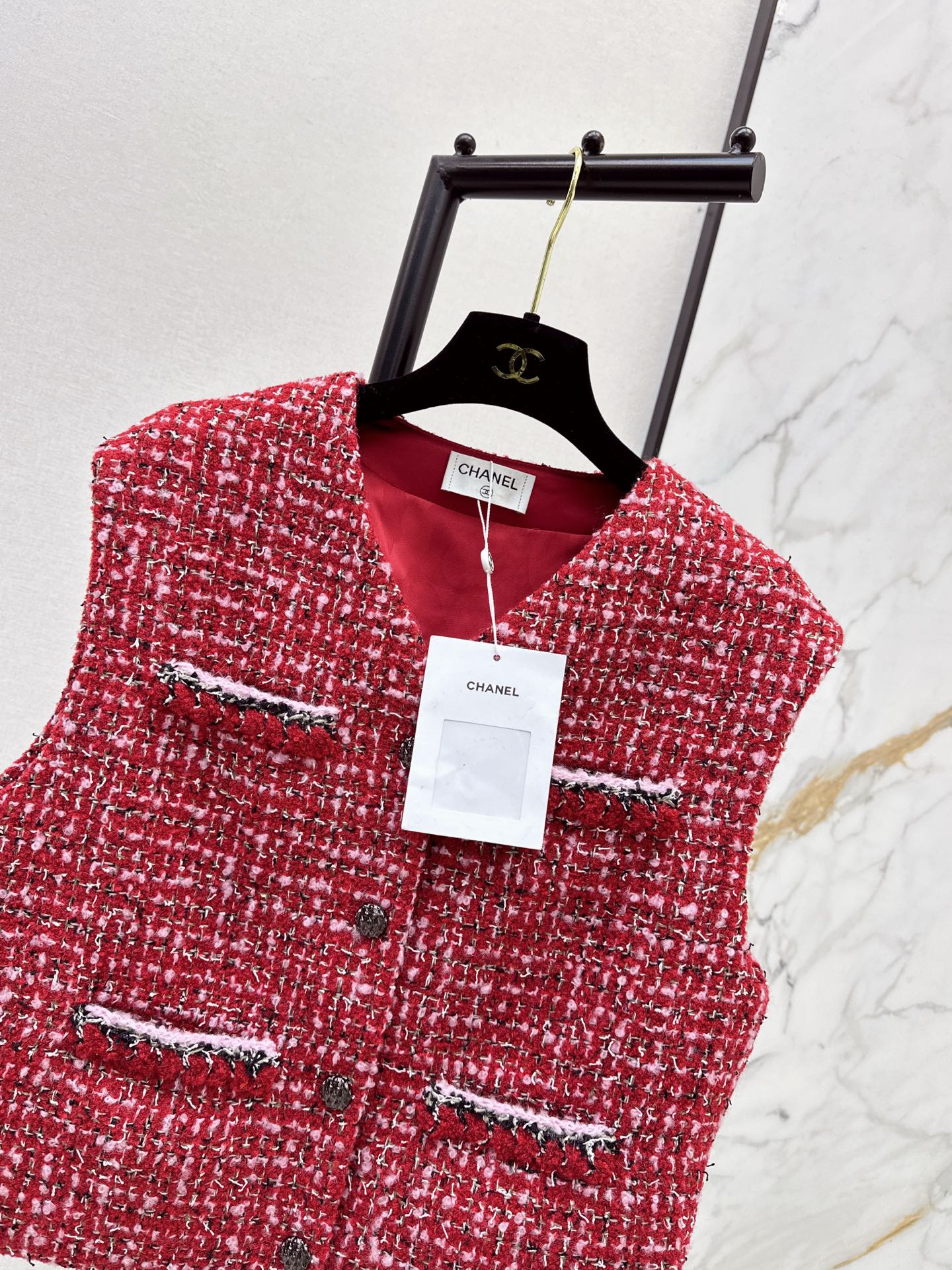 Chan 25fw tweed woven vest