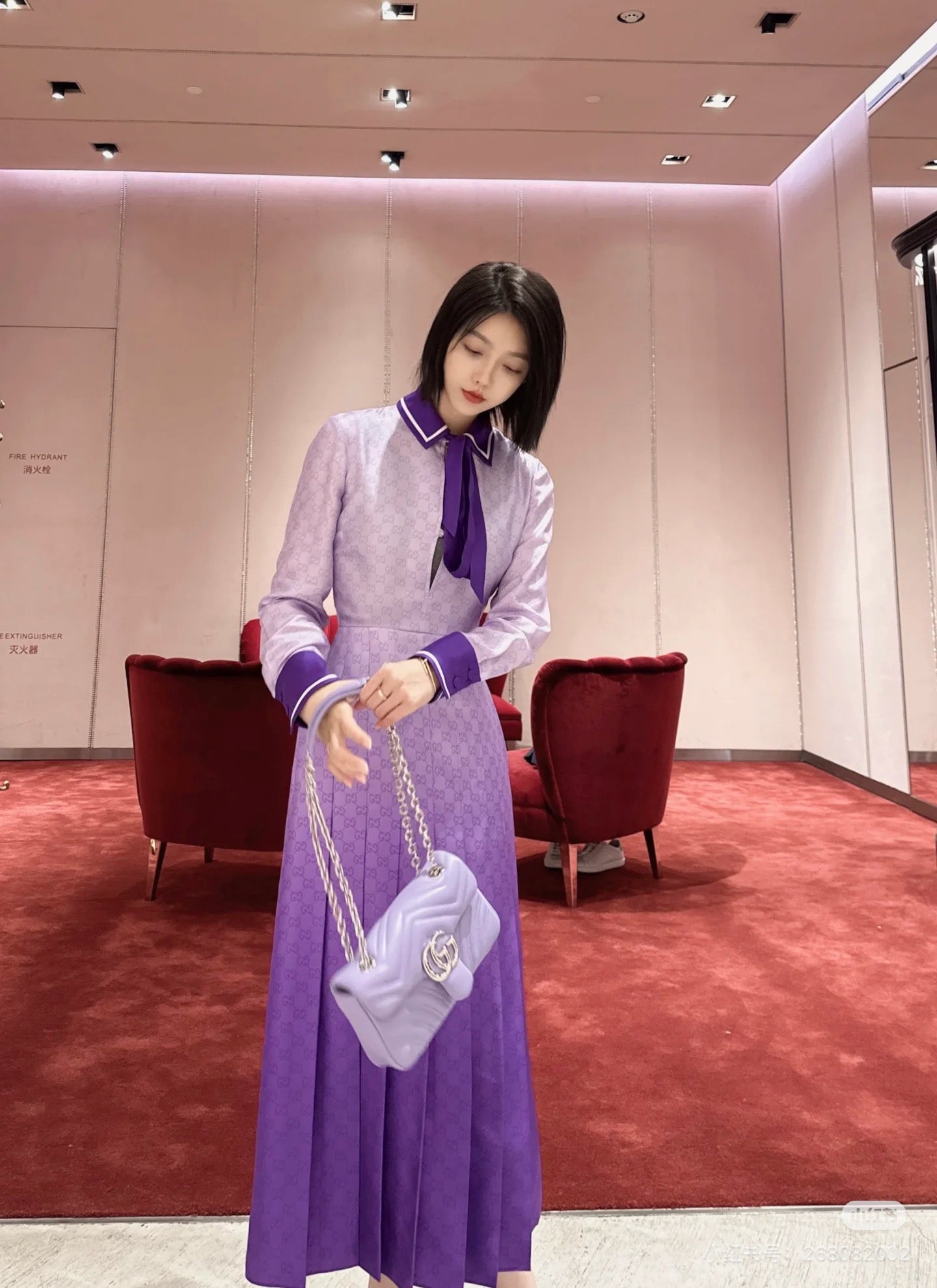 Gucc 25fw silk dress