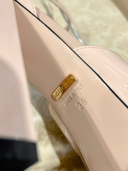 Gucc 25fw chunky heels with crystal diamond bling pumps