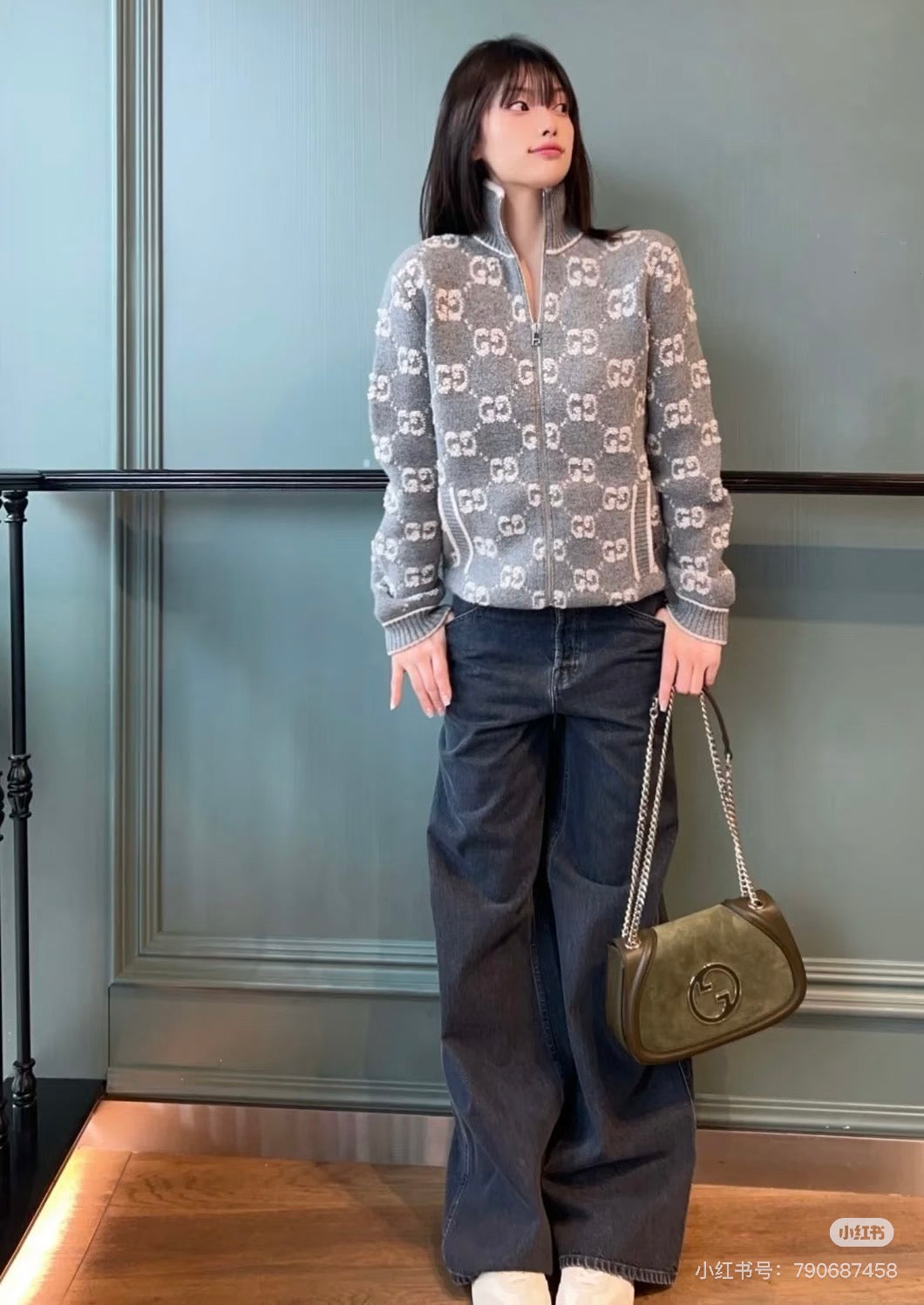 Guc 25fw jacquard cardigan