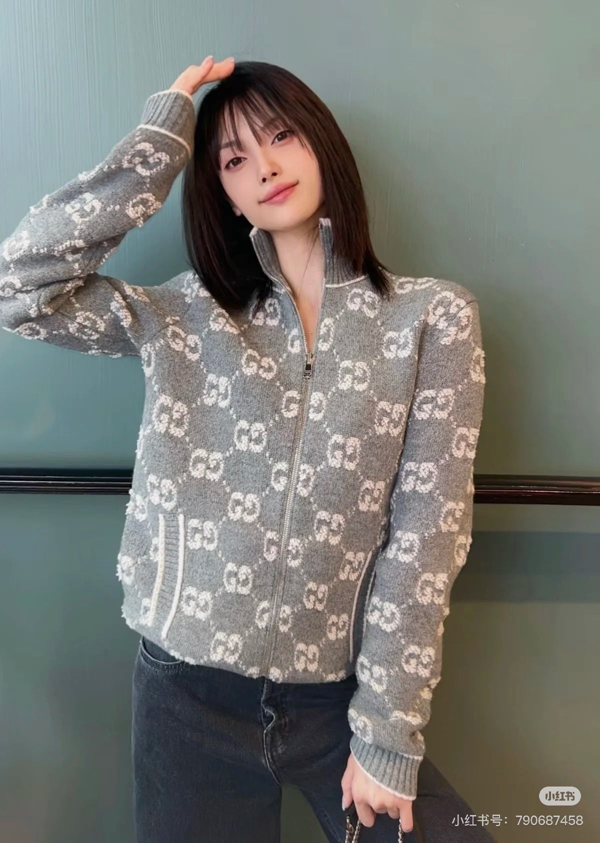 Guc 25fw jacquard cardigan