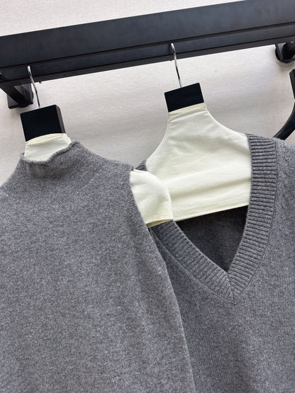 Brun 25fw knit suit sleeveless vest+sweater+pants set