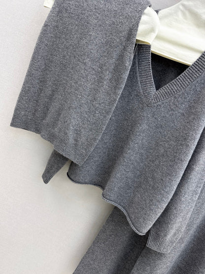 Brun 25fw knit suit sleeveless vest+sweater+pants set