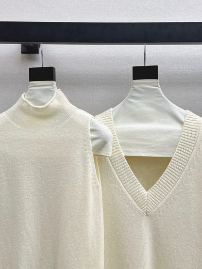 Brun 25fw knit suit sleeveless vest+sweater+pants set