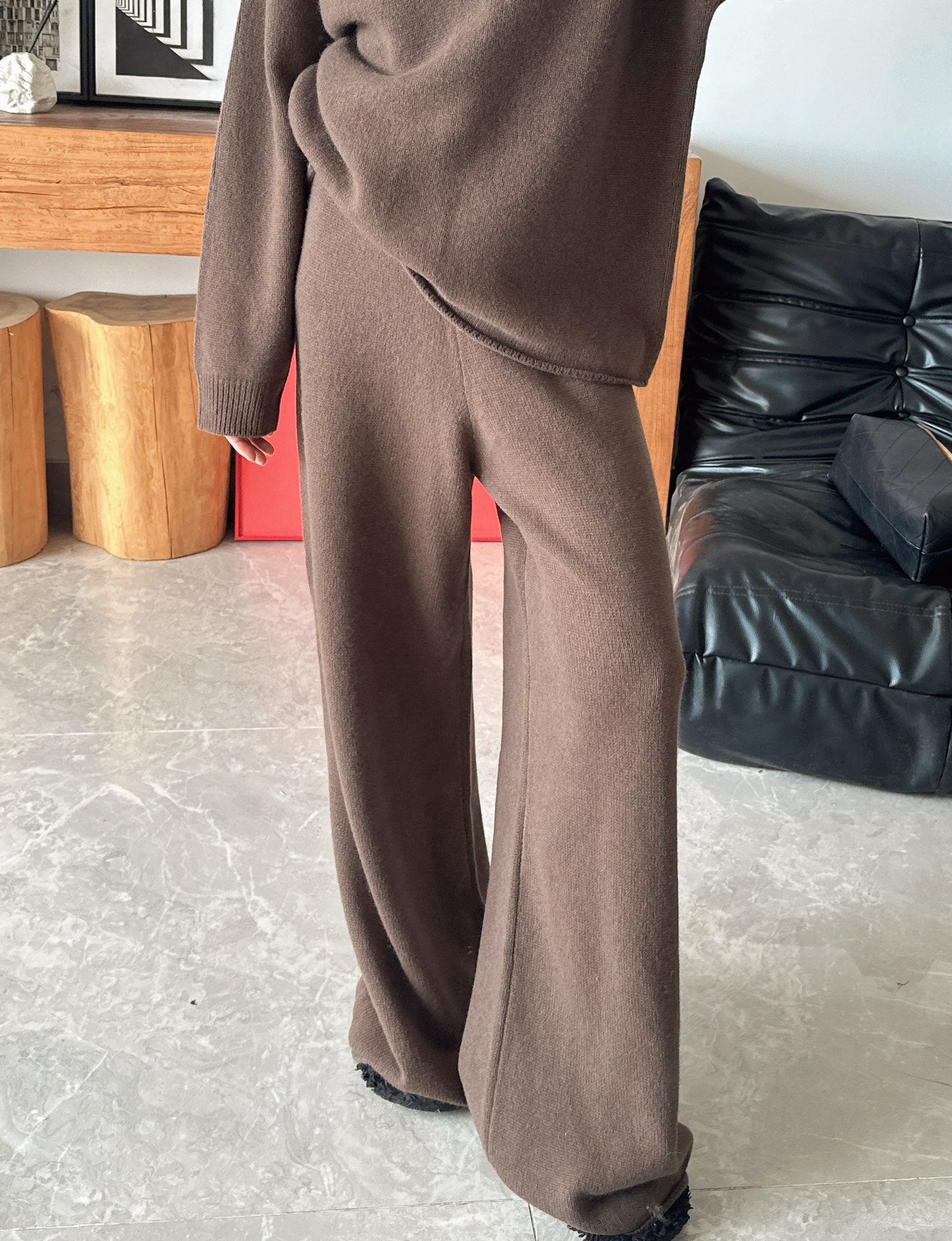 Brun 25fw knit suit sleeveless vest+sweater+pants set