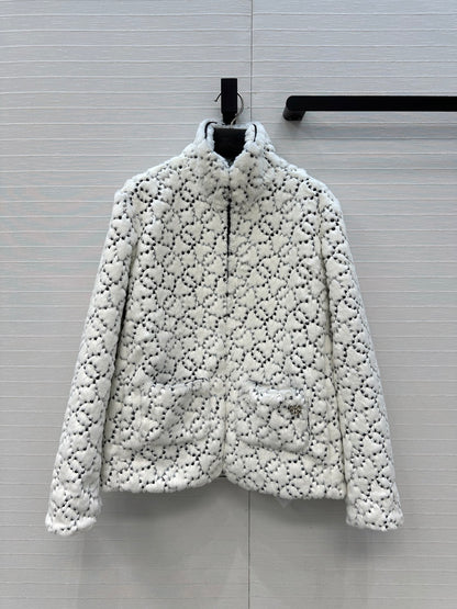Chan 25fw embroidery fur jacket