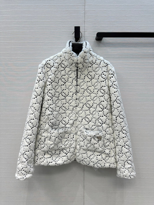 Chan 25fw embroidery fur jacket