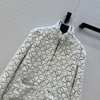 Chan 25fw embroidery fur jacket