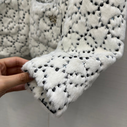 Chan 25fw embroidery fur jacket