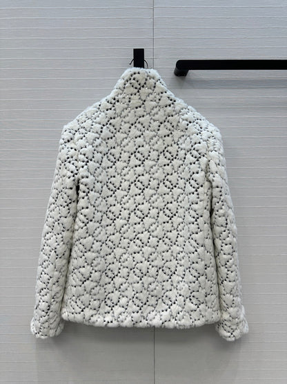 Chan 25fw embroidery fur jacket