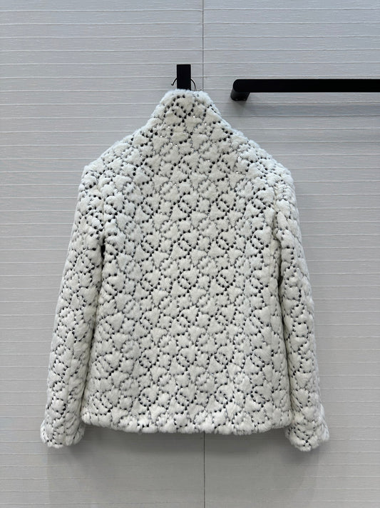 Chan 25fw embroidery fur jacket