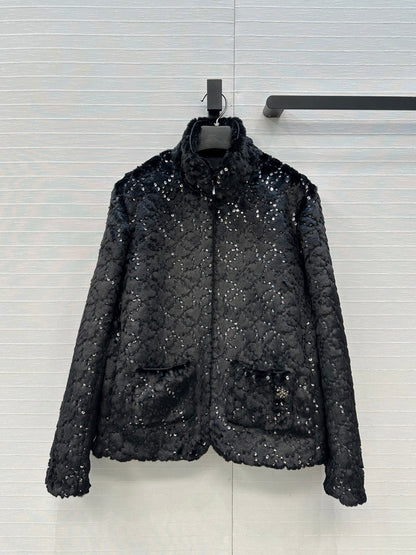 Chan 25fw embroidery fur jacket
