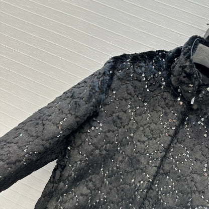 Chan 25fw embroidery fur jacket