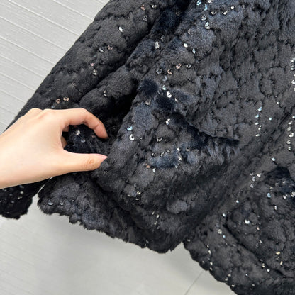 Chan 25fw embroidery fur jacket