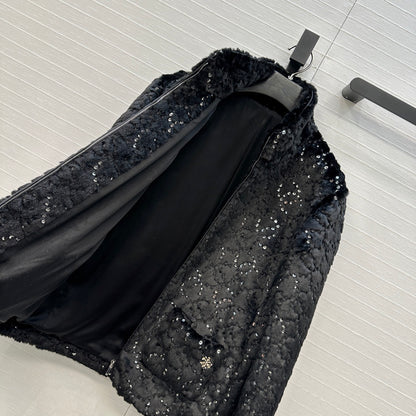 Chan 25fw embroidery fur jacket