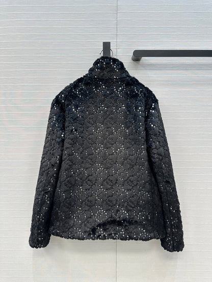 Chan 25fw embroidery fur jacket