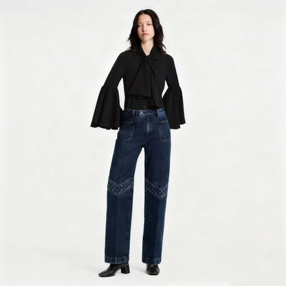 Louis 25fw ribbon flare sleeve shirt