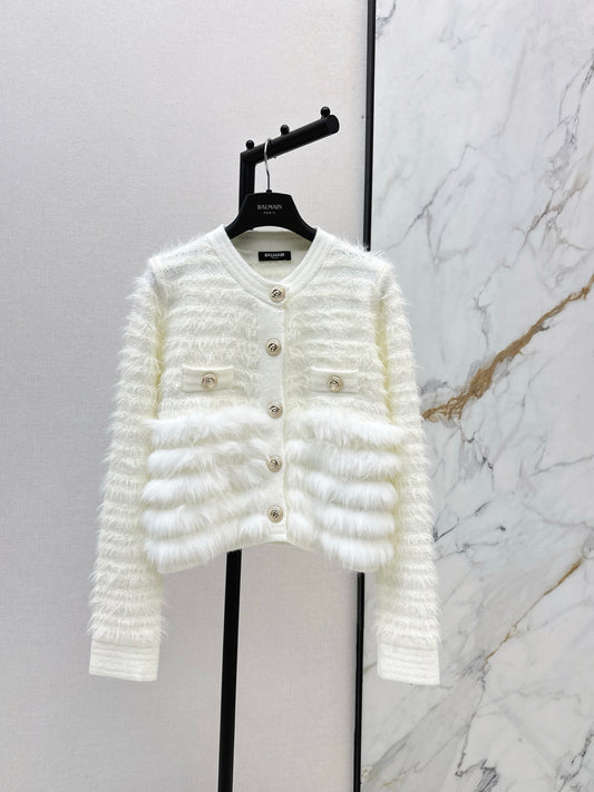 Balm 25fw contrast wool cardigan