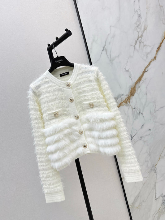 Balm 25fw contrast wool cardigan