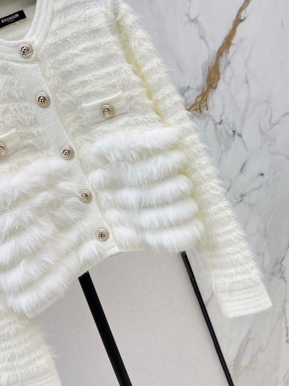 Balm 25fw contrast wool cardigan