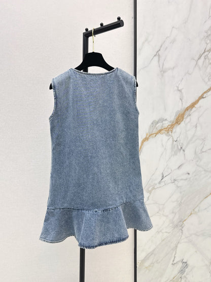 Chan 25fw sleeveless bow denim dress