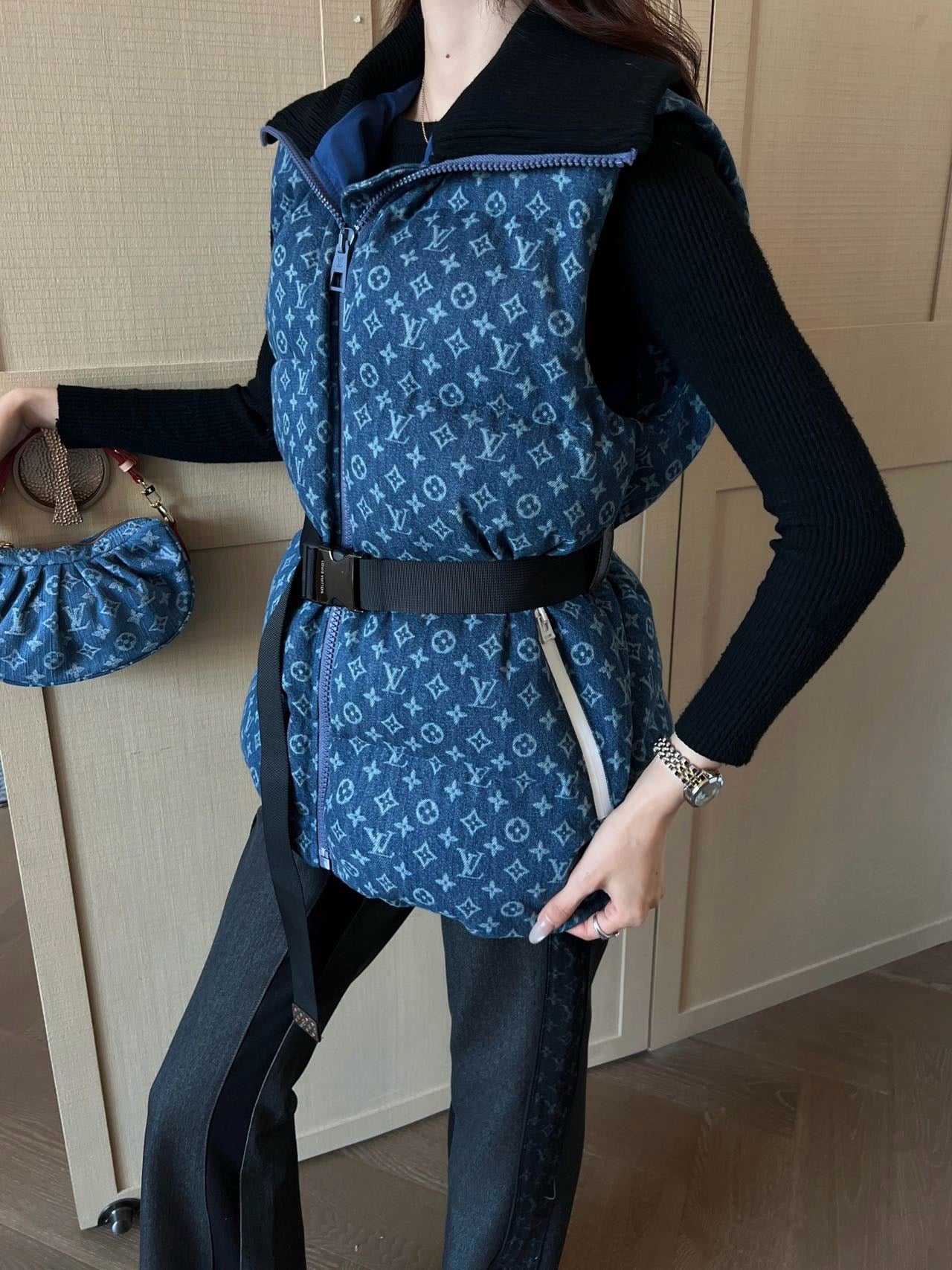 Louis 25fw denim down vest jacket