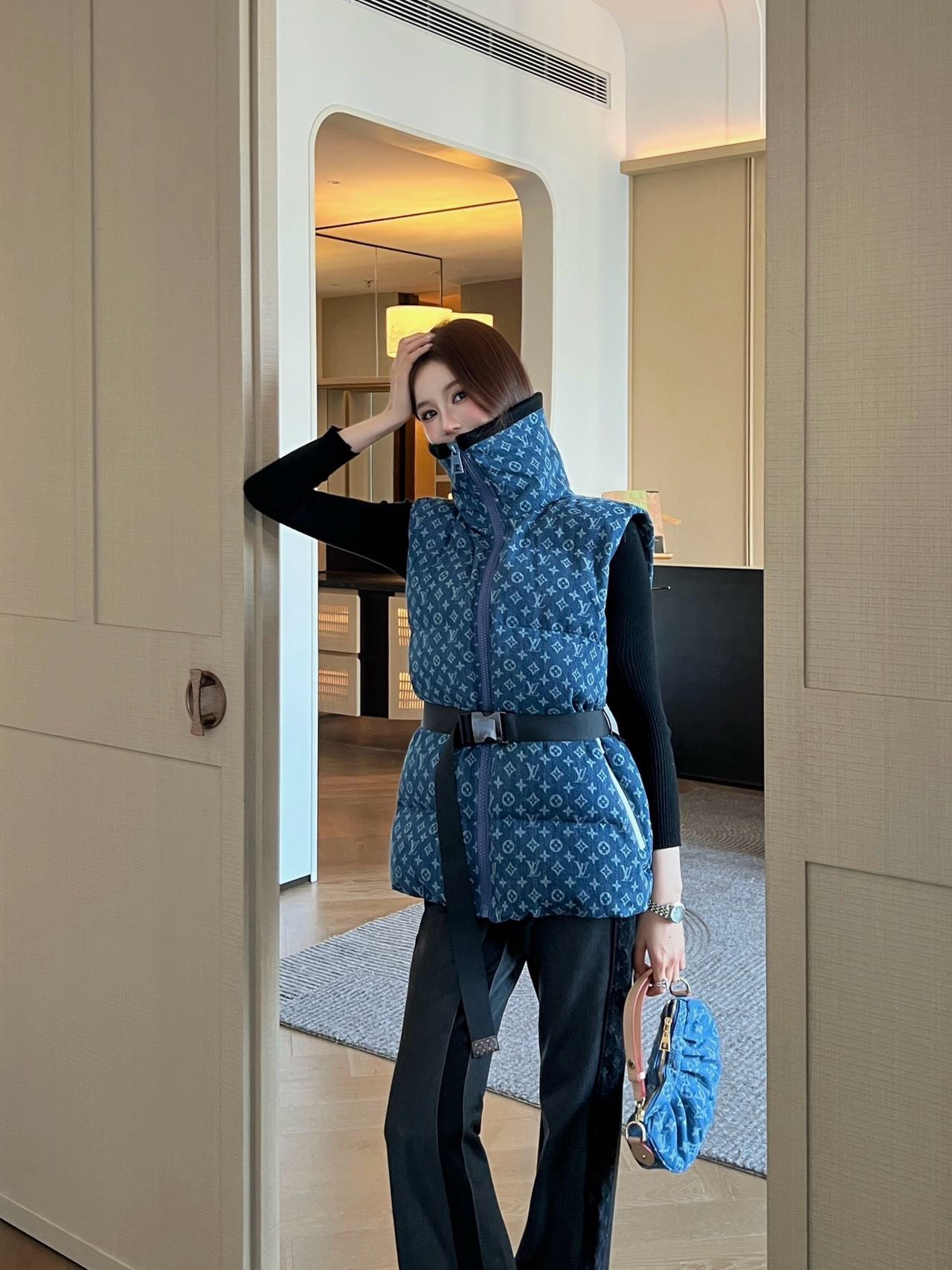 Louis 25fw denim down vest jacket