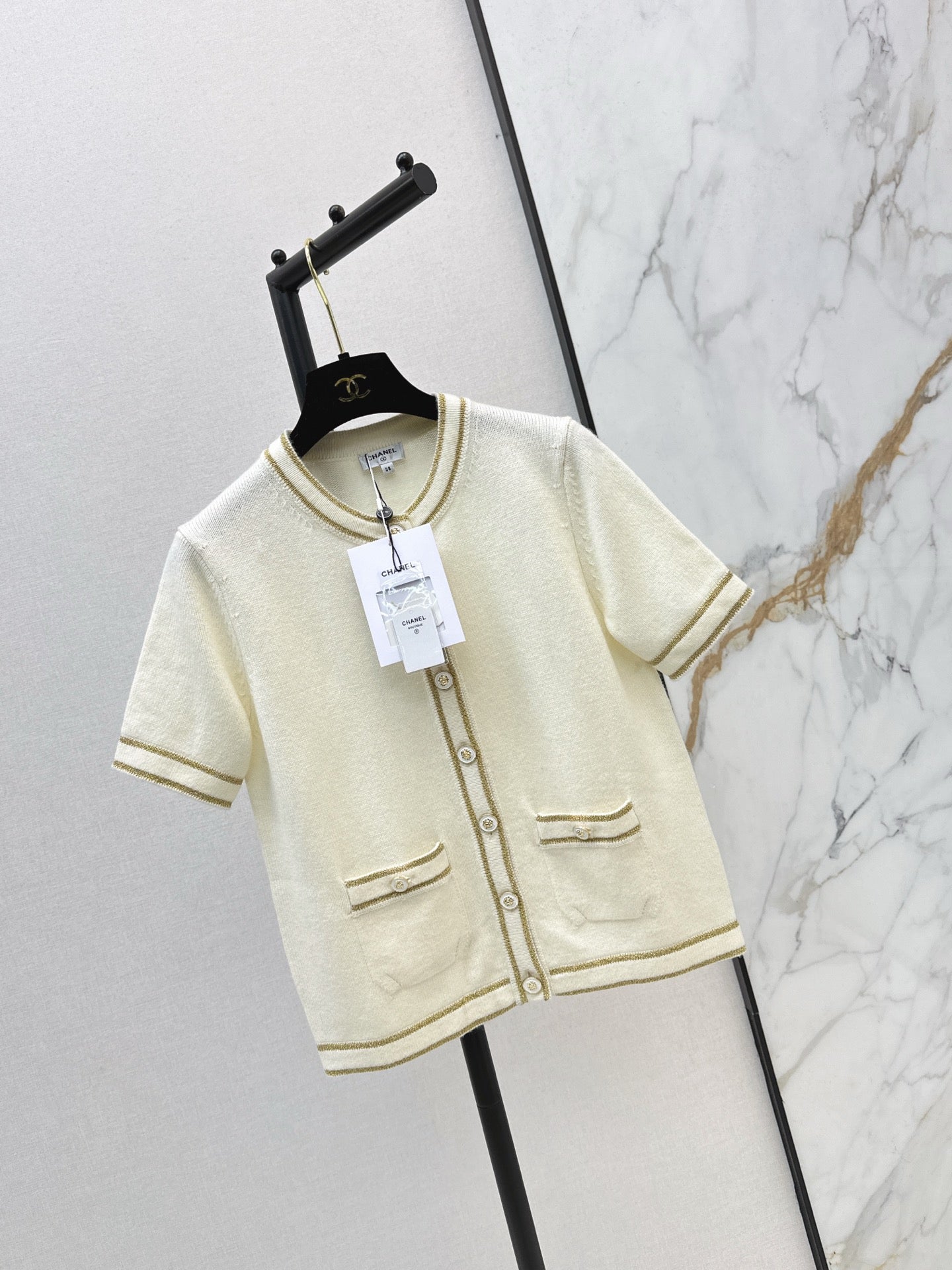 Chan 25fw short-sleeved knit cardigan