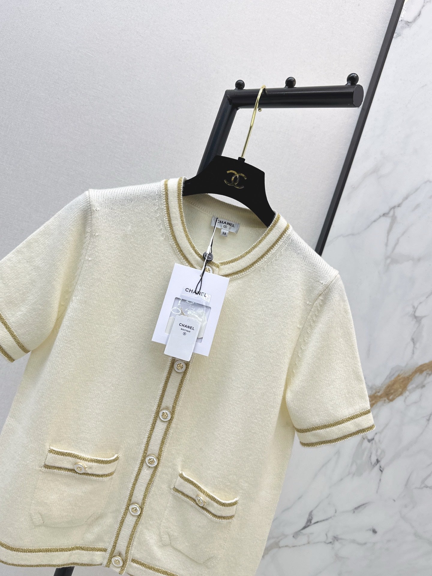 Chan 25fw short-sleeved knit cardigan