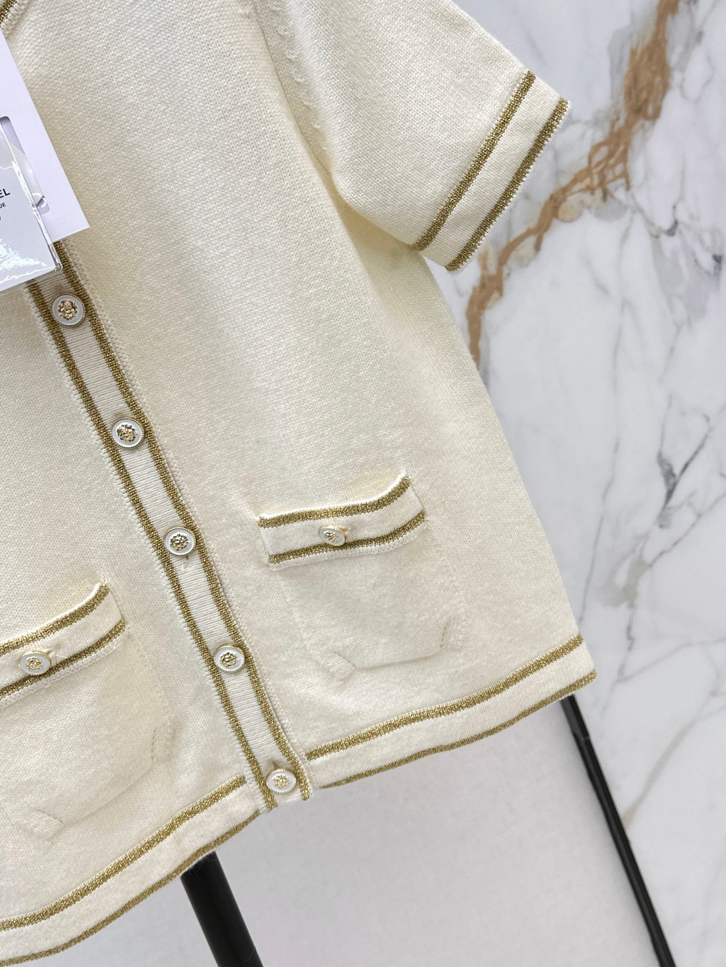 Chan 25fw short-sleeved knit cardigan