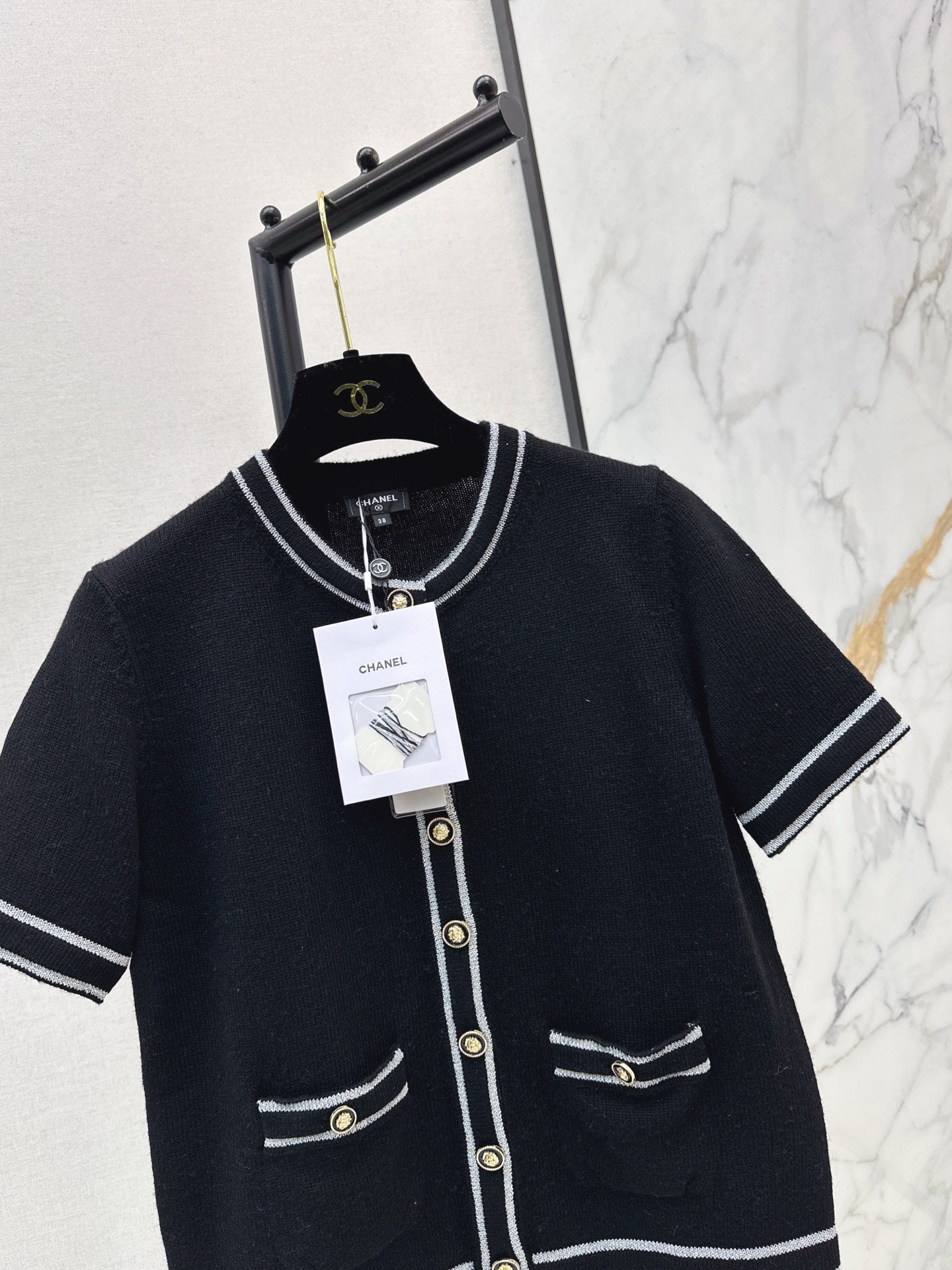 Chan 25fw short-sleeved knit cardigan