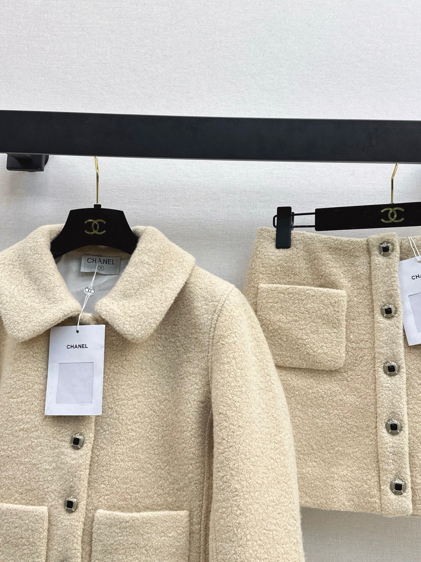 Chan 25fw woolen jacket mini skirt set