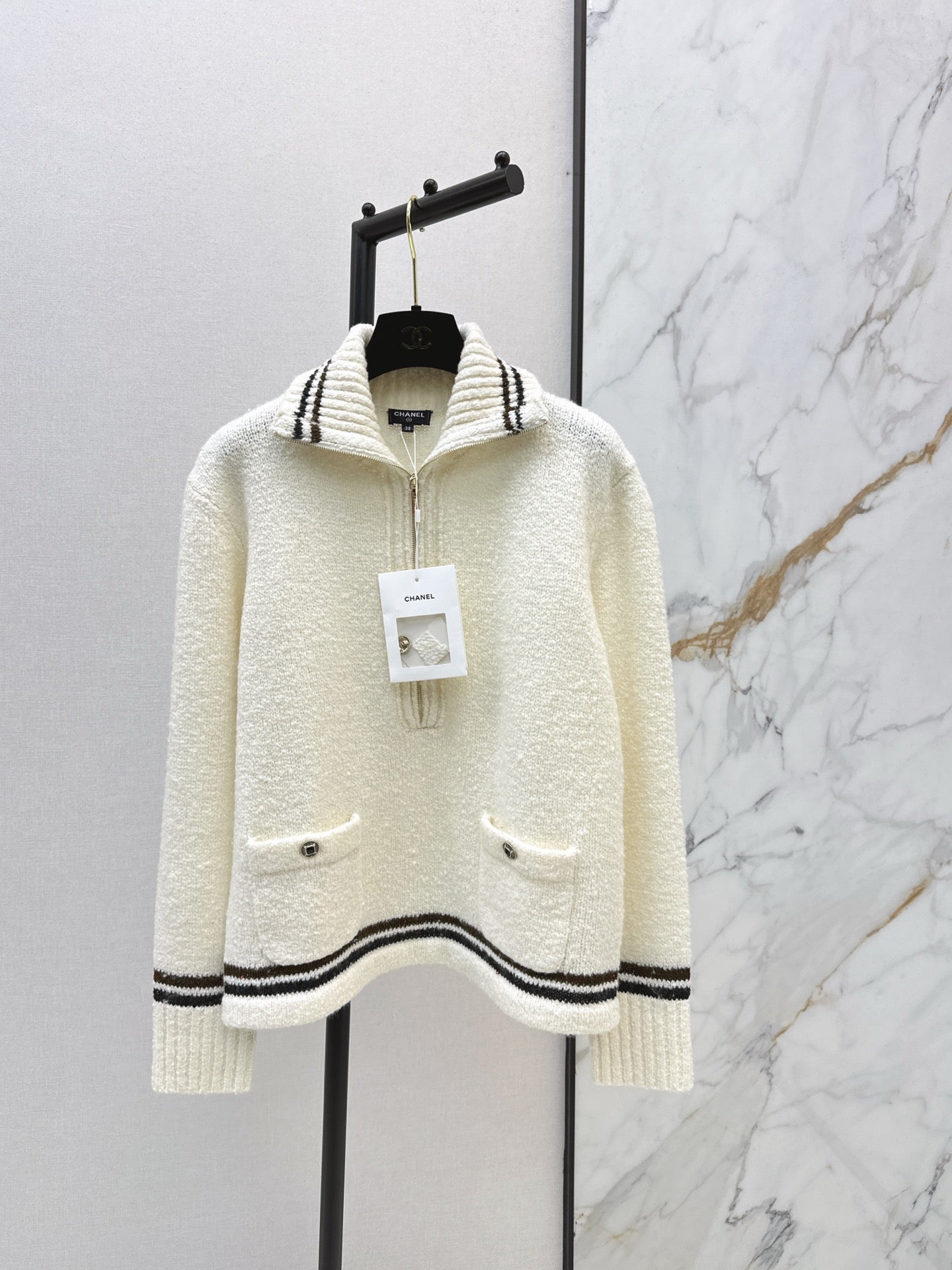 Chan 25fw zip jumper cashmere sweater