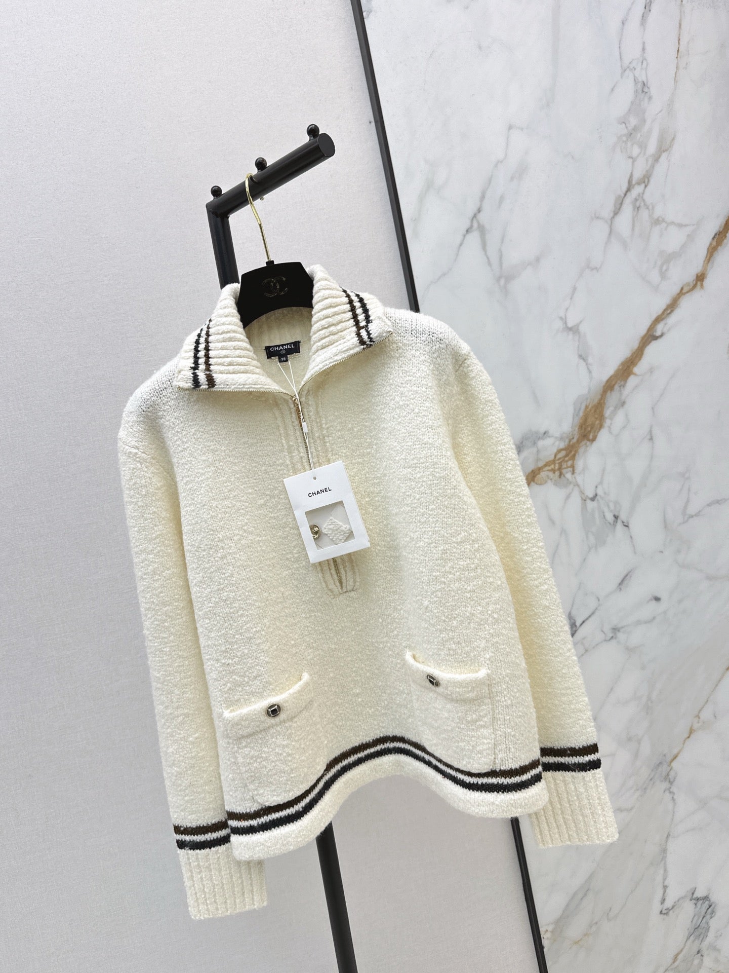 Chan 25fw zip jumper cashmere sweater