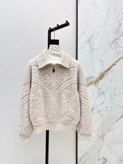 Loro 25fw reversible jacquard knit cardigan