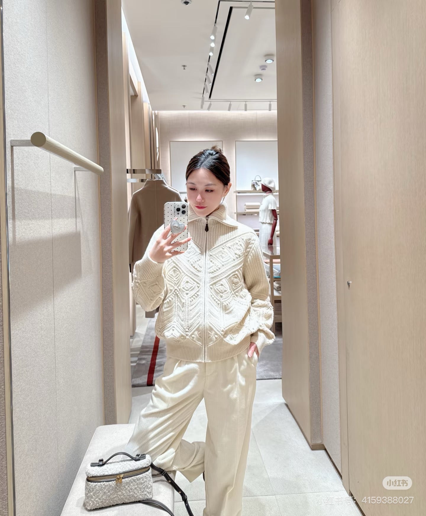 Loro 25fw reversible jacquard knit cardigan