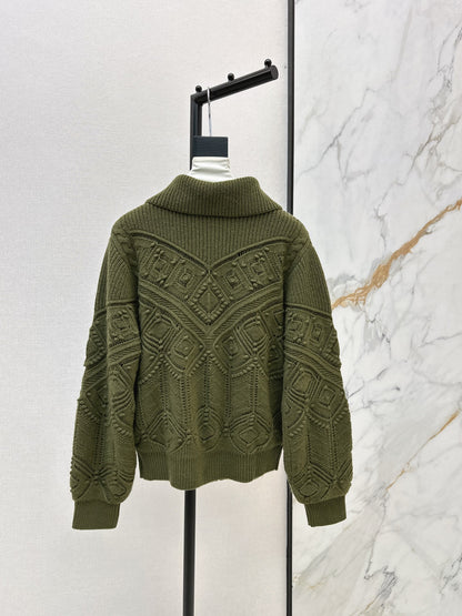 Loro 25fw reversible jacquard knit cardigan