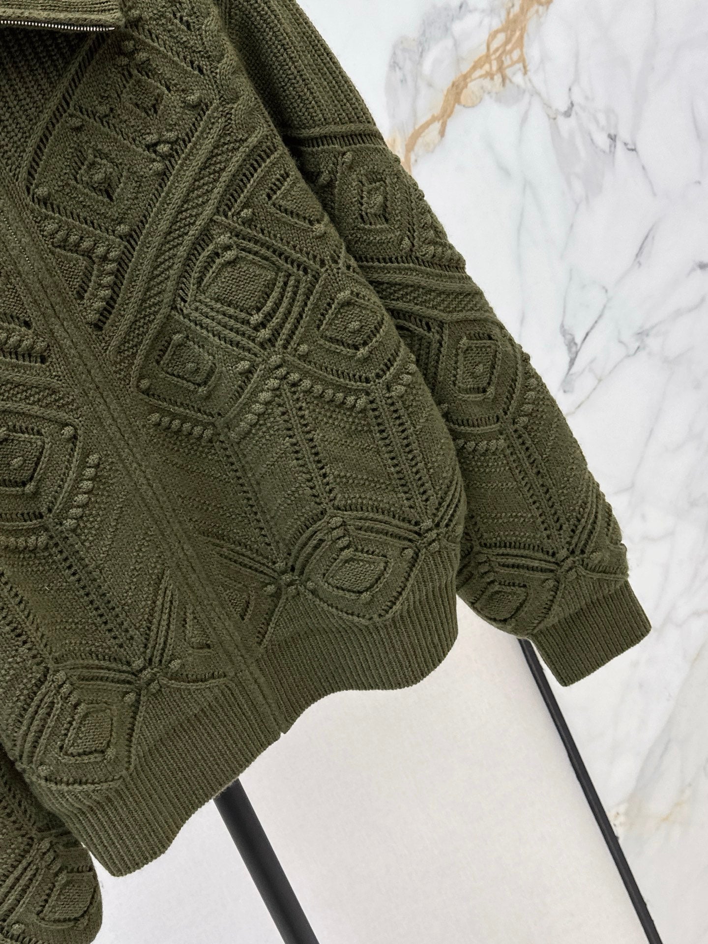 Loro 25fw reversible jacquard knit cardigan