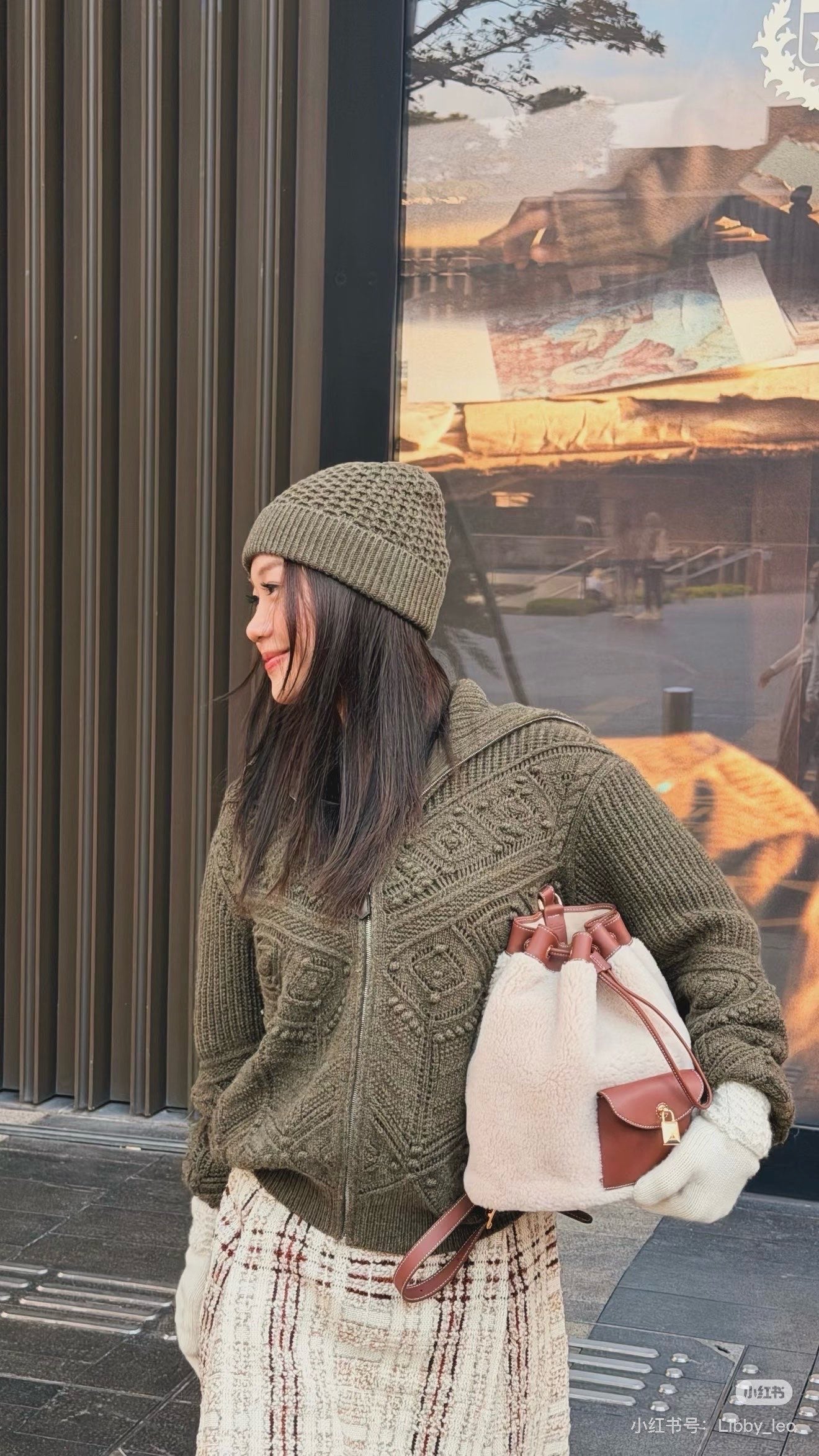 Loro 25fw reversible jacquard knit cardigan