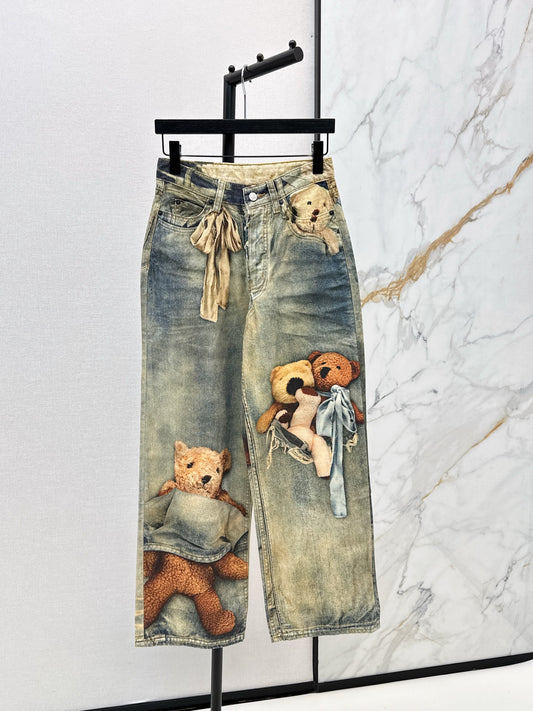 Acn 25fw print denim pants