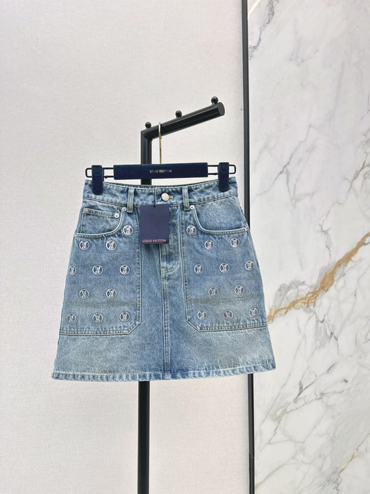 Louis 25fw embroidery denim skirts coin sequins