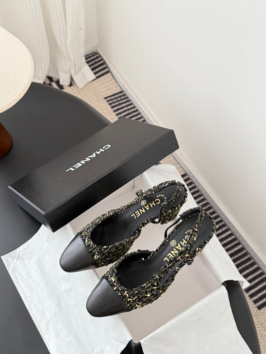 Chan 25fw slingback chunky heels